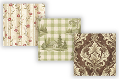 Rustic French Toile Digital Paper Pack, Vintage Floral Toile Product Image 3