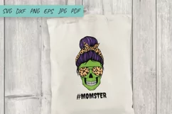 Halloween svg, Mom life svg, Momster svg, Mom Messy Bun svg Product Image 3