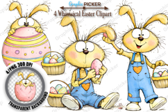 Whimsical Easter Animals PNG, Whimsical Bunny Easter Clipart Product Image 1
