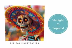 3D Sugar Skull Tumbler Wrap, Colorful Skull Tumbler Design Product Image 3