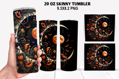 Halloween Skinny Tumbler 20oz Wrap Design, Halloween Tumbler Product Image 1