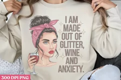 Wine and anxiety PNG, Funny Retro Girl sublimation PNG Product Image 3