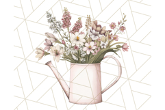Watering Can Flowers PNG, Rustic Floral Watercolor Clipart Product Image 4