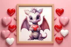 Watercolor Valentine's Day Dragon Clipart, Dragon Watercolor Product Image 3