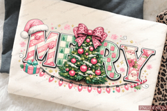 Coquette Merry Christmas PNG | Pink Christmas Tree Bow png Product Image 4