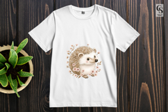 Cute Watercolor Hedgehog Floral Clipart Sublimation PNG Product Image 3