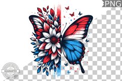 4Th Of July Flora Butterfly - Sublimation 4th of July PNG Product Image 1