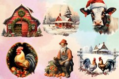 Vintage Farm Christmas Sublimation Clipart, Christmas PNG Product Image 2
