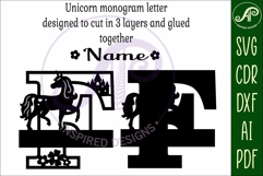 Unicorn Capital Monogram Letter name sign F SVG Product Image 3