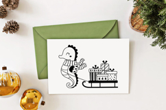 Christmas Sea Animal Clipart Set, Black Xmas Ocean PNG SVG Product Image 3