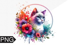 Cat Flowers Sublimation - Cat Flowers Clipart PNG Design Product Image 1