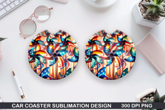 4th Of July Car Coaster Sublimation| 4th Of July Coaster PNG Product Image 1
