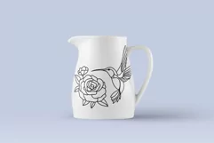 Hummingbird with flower svg, Flying bird png, Garden Product Image 3