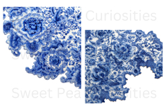 Blue Toile, Ephemera, PNG, Clipart, Junk Journal, flowers Product Image 3