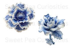 Blue Toile, Ephemera, PNG, Clipart, Junk Journal, flowers Product Image 3