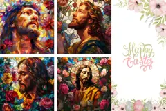 Stained Glass Jesus Christ Magnet, Floral Christian Magnet Product Image 3