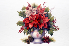 Christmas Flower Bouquet Clipart PNG Product Image 3