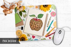 Leopard Print Apple Sunflowers and Pencils Mouse Pad PNG Product Image 1