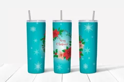 Christmas Poinsettia Skinny tumbler wrap design Product Image 5