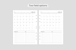 A5 planner pages 2026 with full year calendar spreads, pre-filled dates in clean grid format, perfect for binding into bullet journals, ring binders or using as standalone organizer.