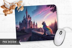 Rainbow Cat in an Enchanted Castle Mouse Pad PNG Design Product Image 1