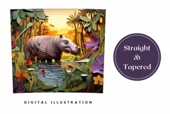 3D Hippo Tumbler Wrap, 3D Tumbler Warp, African Safari Product Image 3