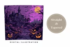 Halloween Tumbler Design, Creepy Castle Tumbler Wrap Product Image 3