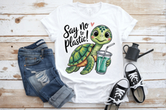 Say no to plastic turtle PNG Sublimation | Earth Day PNG Des Product Image 3