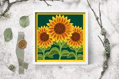 Sunflower layered paper cut /Sunflower 3D SVG Product Image 3