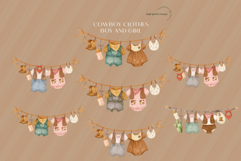 Cowboy Clothesline Boy and Girl Clipart Product Image 3