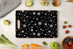 Black &amp; White Snowflakes Cutting Boards sublimation Design Product Image 3