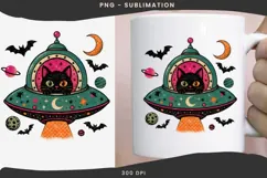 UFO black cat png design for T-shirt Product Image 2