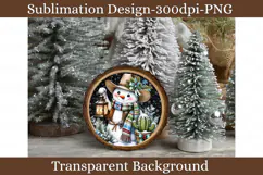 Western Cowboy Snowman Christmas Ornament / Coaster PNG Product Image 2
