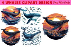 Whales Clipart design PNG Product Image 1