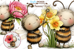 Whimsical Spring Bee Clipart PNG, Whimsical Bugs Daisy PNG Product Image 2