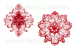 Embroidery, Flowers, Lace, PNG, Clipart, Red Product Image 3