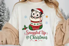 Cute Christmas Opossum Stocking PNG Clipart, Snuggled Up for Product Image 5
