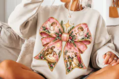 4 Nativity Christmas Bow Shirt PNG Designs, 4 Pink Christmas Product Image 3