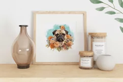 Watercolor Pug Dog Illustration, Pug Dog Sublimation PNG Product Image 2