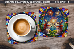 Bunny Coaster Sublimation, 4th Of July Coaster PNG Product Image 1