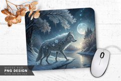 Snowflake Wolf by the Frozen River Mouse Pad PNG Design Product Image 1