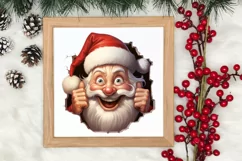 Watercolor Peeking Santa and Snowman Clipart, Christmas PNG Product Image 3