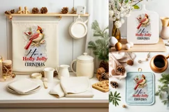 Holly Jolly Christmas PNG| Kitchen Dish Towel Sublimation Product Image 2