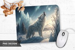 Winter&#039;s Howl Wolf in a Crystal Forest Mouse Pad PNG Design Product Image 1