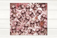 Gothic Skull and Flowers design | Skinny tumbler Sublimation Product Image 3