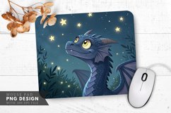 Curious Night Dragon Among Stars Mouse Pad PNG Design Product Image 1