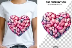 Valentine knitted heart png design for T-shirts Product Image 3