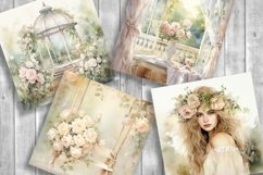 Shabby Chic Roses Scrapbooking Papers. Ivory Backgrounds Product Image 3