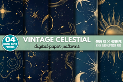 Vintage Celestial Pack Digital Paper Background PNG Product Image 1