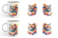 Wartercolor Cat and Flower | Mug sublimation design Product Image 5